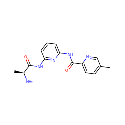 Cc1ccc(C(=O)Nc2cccc(NC(=O)[C@H](C)N)n2)nc1 ZINC001772629470