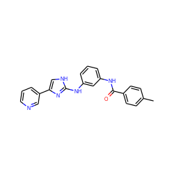 Cc1ccc(C(=O)Nc2cccc(Nc3nc(-c4cccnc4)c[nH]3)c2)cc1 ZINC000040402257