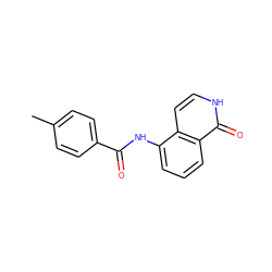 Cc1ccc(C(=O)Nc2cccc3c(=O)[nH]ccc23)cc1 ZINC000071318742