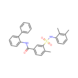 Cc1ccc(C(=O)Nc2ccccc2-c2ccccc2)cc1S(=O)(=O)Nc1cccc(C)c1C ZINC000002877682