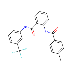 Cc1ccc(C(=O)Nc2ccccc2C(=O)Nc2cccc(C(F)(F)F)c2)cc1 ZINC000006501951