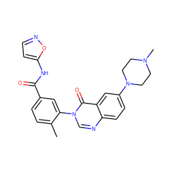 Cc1ccc(C(=O)Nc2ccno2)cc1-n1cnc2ccc(N3CCN(C)CC3)cc2c1=O ZINC000084651926