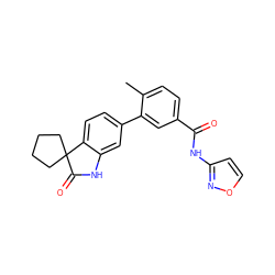 Cc1ccc(C(=O)Nc2ccon2)cc1-c1ccc2c(c1)NC(=O)C21CCCC1 ZINC000072106990