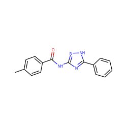 Cc1ccc(C(=O)Nc2n[nH]c(-c3ccccc3)n2)cc1 ZINC000008772487