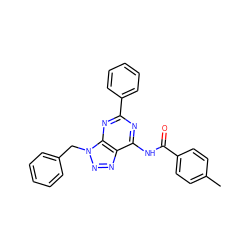 Cc1ccc(C(=O)Nc2nc(-c3ccccc3)nc3c2nnn3Cc2ccccc2)cc1 ZINC000040395782