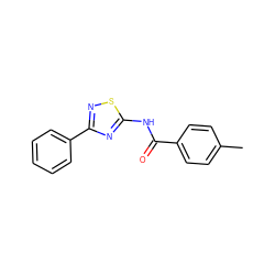 Cc1ccc(C(=O)Nc2nc(-c3ccccc3)ns2)cc1 ZINC000002889425