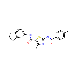 Cc1ccc(C(=O)Nc2nc(C)c(C(=O)Nc3ccc4c(c3)CCC4)s2)cc1 ZINC000001379083