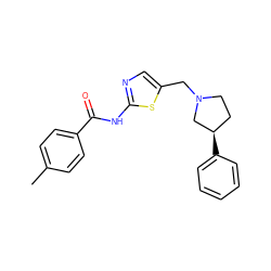 Cc1ccc(C(=O)Nc2ncc(CN3CC[C@@H](c4ccccc4)C3)s2)cc1 ZINC000019873246