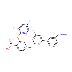 Cc1ccc(C(=O)O)c(Oc2nc(Oc3cccc(-c4cccc(CN)c4)c3)c(F)cc2F)c1 ZINC000045287732