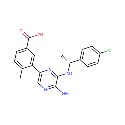 Cc1ccc(C(=O)O)cc1-c1cnc(N)c(N[C@H](C)c2ccc(Cl)cc2)n1 ZINC000096284832