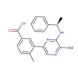 Cc1ccc(C(=O)O)cc1-c1cnc(N)c(N[C@H](C)c2ccccc2)n1 ZINC000096284814