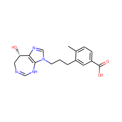 Cc1ccc(C(=O)O)cc1CCCn1cnc2c1NC=NC[C@@H]2O ZINC000013807552