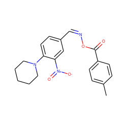 Cc1ccc(C(=O)O/N=C\c2ccc(N3CCCCC3)c([N+](=O)[O-])c2)cc1 ZINC000012954476