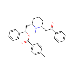 Cc1ccc(C(=O)O[C@@H](C[C@@H]2CCC[C@H](CC(=O)c3ccccc3)N2C)c2ccccc2)cc1 ZINC000045366333