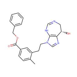 Cc1ccc(C(=O)OCc2ccccc2)cc1CCn1cnc2c1NC=NC[C@@H]2O ZINC000013807664