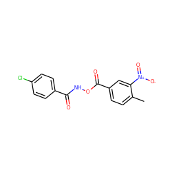 Cc1ccc(C(=O)ONC(=O)c2ccc(Cl)cc2)cc1[N+](=O)[O-] ZINC000000204676