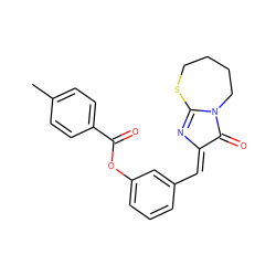 Cc1ccc(C(=O)Oc2cccc(/C=C3\N=C4SCCCCN4C3=O)c2)cc1 ZINC000169324355