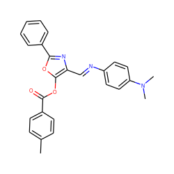 Cc1ccc(C(=O)Oc2oc(-c3ccccc3)nc2/C=N/c2ccc(N(C)C)cc2)cc1 ZINC000015986516