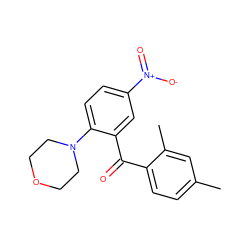 Cc1ccc(C(=O)c2cc([N+](=O)[O-])ccc2N2CCOCC2)c(C)c1 ZINC000004575456