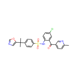 Cc1ccc(C(=O)c2cc(Cl)ccc2NS(=O)(=O)c2ccc(C(C)(C)c3cnco3)cc2)cn1 ZINC000113625486