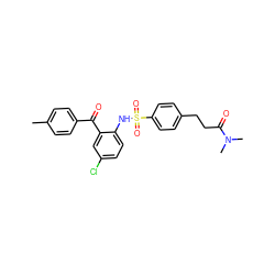 Cc1ccc(C(=O)c2cc(Cl)ccc2NS(=O)(=O)c2ccc(CCC(=O)N(C)C)cc2)cc1 ZINC000201668057