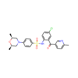 Cc1ccc(C(=O)c2cc(Cl)ccc2NS(=O)(=O)c2ccc(N3C[C@H](C)O[C@H](C)C3)cc2)cn1 ZINC000113626789