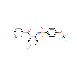 Cc1ccc(C(=O)c2cc(Cl)ccc2NS(=O)(=O)c2ccc(OC(F)(F)F)cc2)cn1 ZINC000113625099