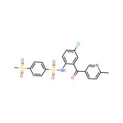 Cc1ccc(C(=O)c2cc(Cl)ccc2NS(=O)(=O)c2ccc(S(C)(=O)=O)cc2)cn1 ZINC000038659370