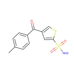 Cc1ccc(C(=O)c2csc(S(N)(=O)=O)c2)cc1 ZINC000000002598