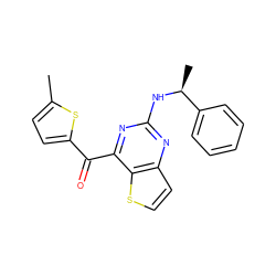 Cc1ccc(C(=O)c2nc(N[C@@H](C)c3ccccc3)nc3ccsc23)s1 ZINC000049109580