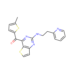 Cc1ccc(C(=O)c2nc(NCCc3ccccn3)nc3ccsc23)s1 ZINC000048999173