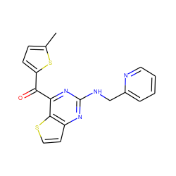 Cc1ccc(C(=O)c2nc(NCc3ccccn3)nc3ccsc23)s1 ZINC000049014019