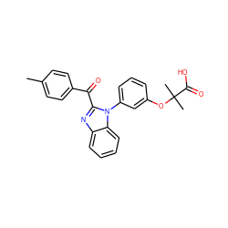 Cc1ccc(C(=O)c2nc3ccccc3n2-c2cccc(OC(C)(C)C(=O)O)c2)cc1 ZINC000071318178