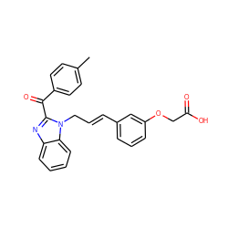 Cc1ccc(C(=O)c2nc3ccccc3n2C/C=C/c2cccc(OCC(=O)O)c2)cc1 ZINC000071330009