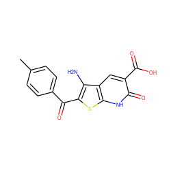 Cc1ccc(C(=O)c2sc3[nH]c(=O)c(C(=O)O)cc3c2N)cc1 ZINC000000214167