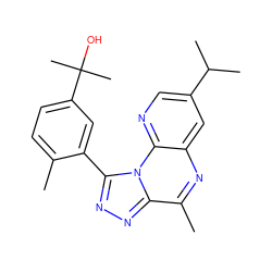 Cc1ccc(C(C)(C)O)cc1-c1nnc2c(C)nc3cc(C(C)C)cnc3n12 ZINC000145742164