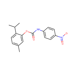 Cc1ccc(C(C)C)c(OC(=O)Nc2ccc([N+](=O)[O-])cc2)c1 ZINC001772642918