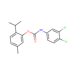 Cc1ccc(C(C)C)c(OC(=O)Nc2ccc(Cl)c(Cl)c2)c1 ZINC001772604585