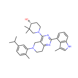 Cc1ccc(C(C)C)cc1N1CCc2nc(-c3cccc4[nH]cc(C)c34)nc(N3CC[C@@H](O)C(C)(C)C3)c2C1 ZINC000146975245