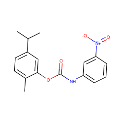 Cc1ccc(C(C)C)cc1OC(=O)Nc1cccc([N+](=O)[O-])c1 ZINC001772632778