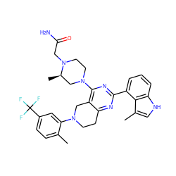 Cc1ccc(C(F)(F)F)cc1N1CCc2nc(-c3cccc4[nH]cc(C)c34)nc(N3CCN(CC(N)=O)[C@H](C)C3)c2C1 ZINC000149129431