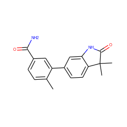 Cc1ccc(C(N)=O)cc1-c1ccc2c(c1)NC(=O)C2(C)C ZINC000115621020