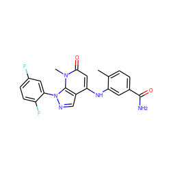 Cc1ccc(C(N)=O)cc1Nc1cc(=O)n(C)c2c1cnn2-c1cc(F)ccc1F ZINC000043061925