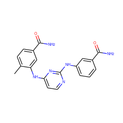 Cc1ccc(C(N)=O)cc1Nc1ccnc(Nc2cccc(C(N)=O)c2)n1 ZINC000028950541