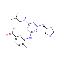 Cc1ccc(C(N)=O)cc1Nc1nc(N[C@H]2CCNC2)nc(N(C)CC(C)C)n1 ZINC000036761667