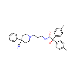 Cc1ccc(C(O)(C(=O)NCCCN2CCC(C#N)(c3ccccc3)CC2)c2ccc(C)cc2)cc1 ZINC000029570913