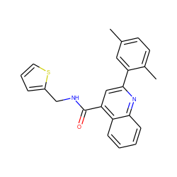 Cc1ccc(C)c(-c2cc(C(=O)NCc3cccs3)c3ccccc3n2)c1 ZINC000001074190