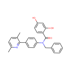 Cc1ccc(C)c(-c2ccc(N(Cc3ccccc3)C(=O)c3ccc(O)cc3O)cc2)n1 ZINC000653775428