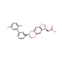 Cc1ccc(C)c(-c2cccc([C@@H]3COc4cc5c(cc4O3)OC[C@H]5CC(=O)O)c2)c1 ZINC000096269860