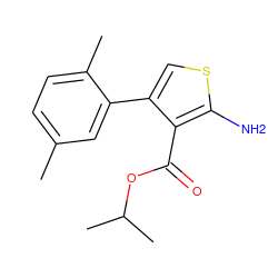 Cc1ccc(C)c(-c2csc(N)c2C(=O)OC(C)C)c1 ZINC000000442783